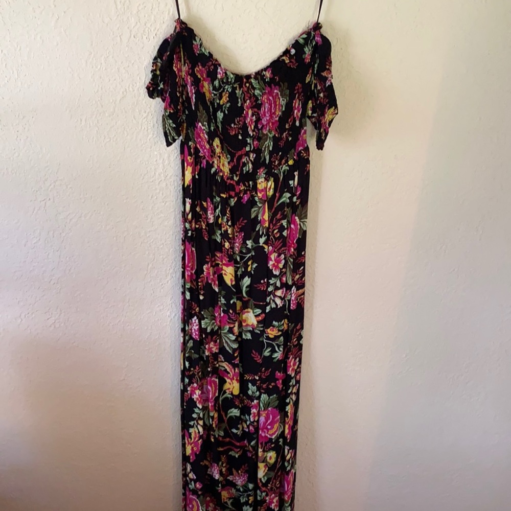 Off the shoulder black floral dress SOLD